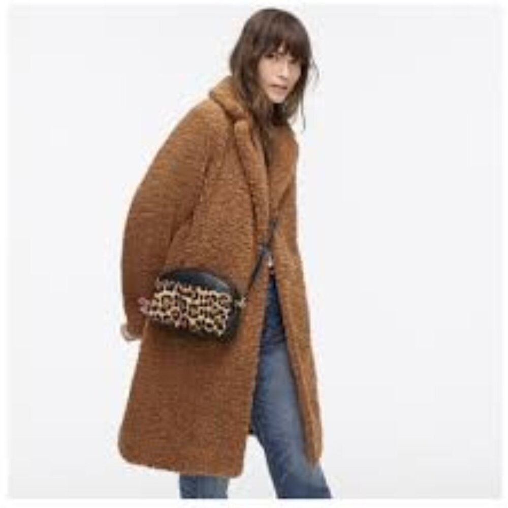 J. Crew Camel Teddy Sherpa Longline Coat